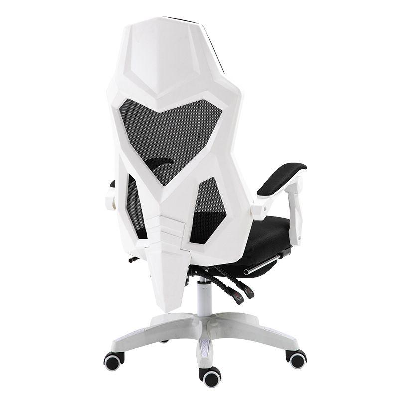 Swivel office chair with headrest and footrest - white
