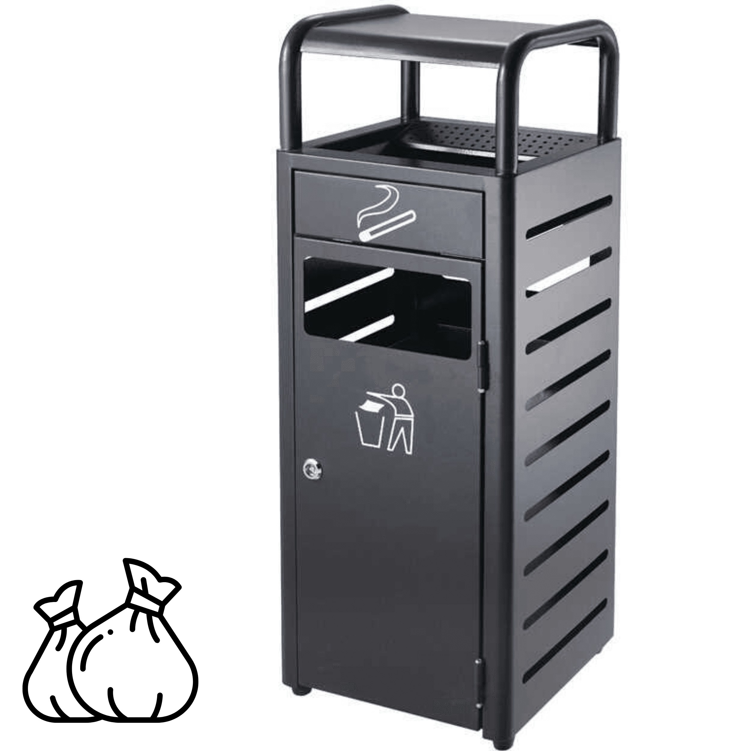 Litter bin with ashtray - black