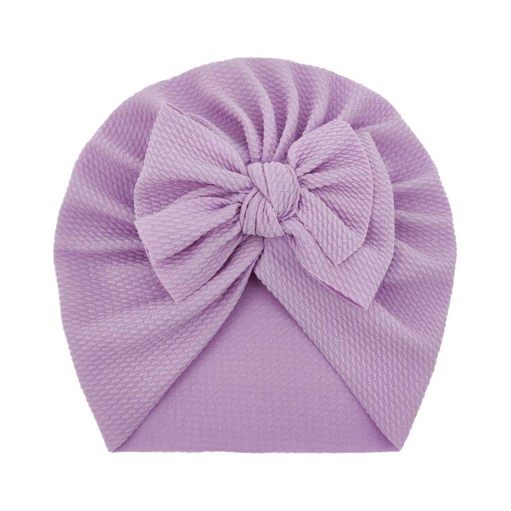 Baby turban with a bow, girl's hat - purple