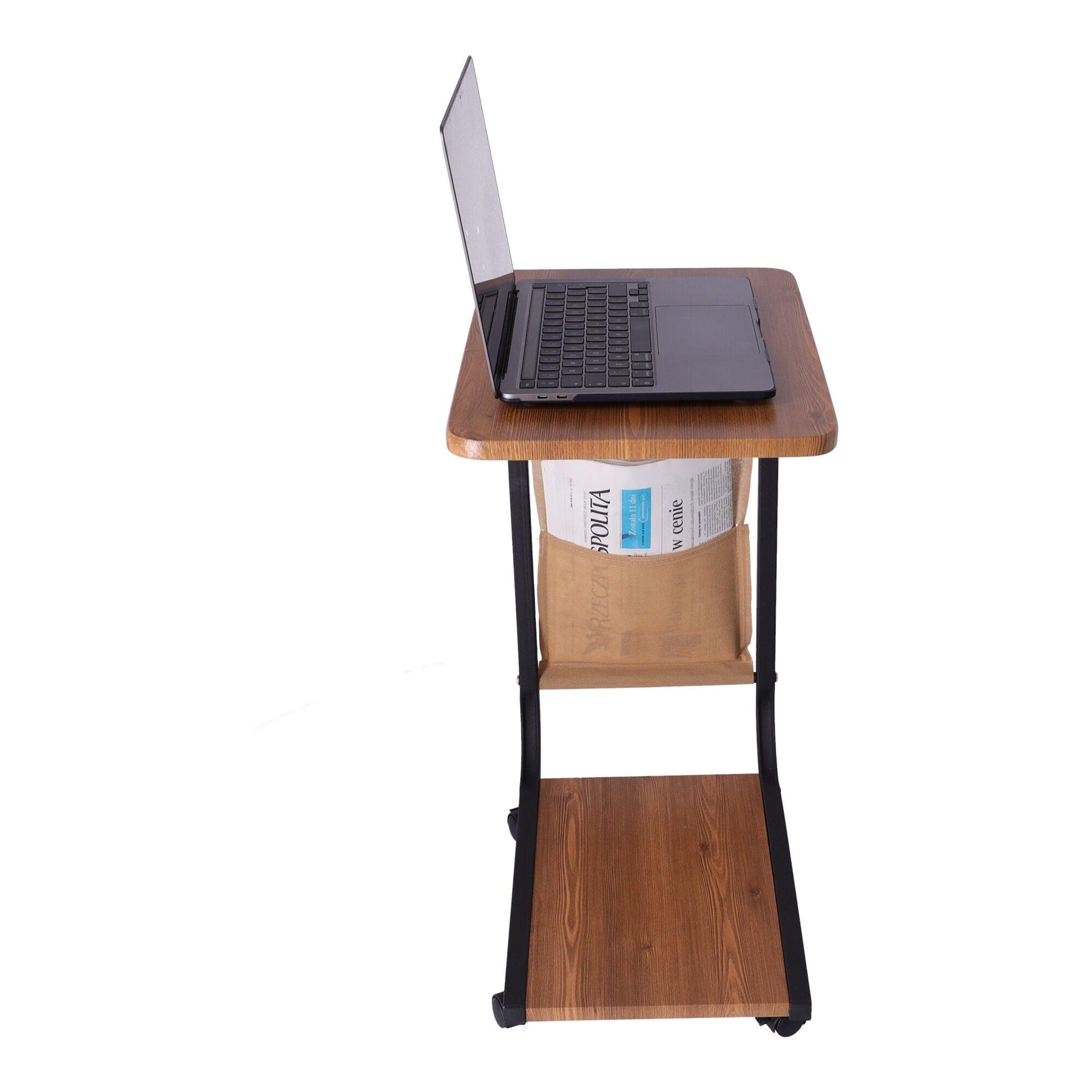 Mobilny stolik kawowy / Stolik kawowy boczny na kółkach - kolor ciemny