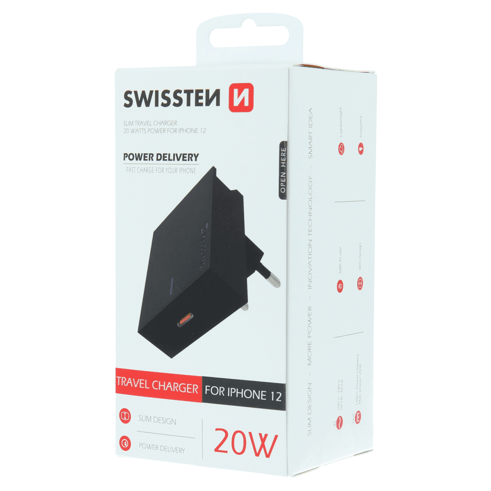 Ładowarka do iPhone 20W Power Delivery Swissten - czarna