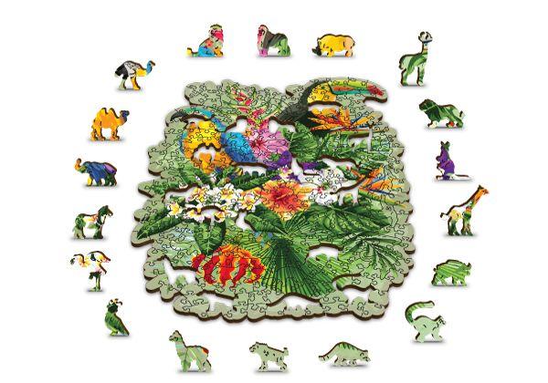 Drewniane Puzzle z figurkami – Ptaki tropikalne rozm. L, 300 elementów