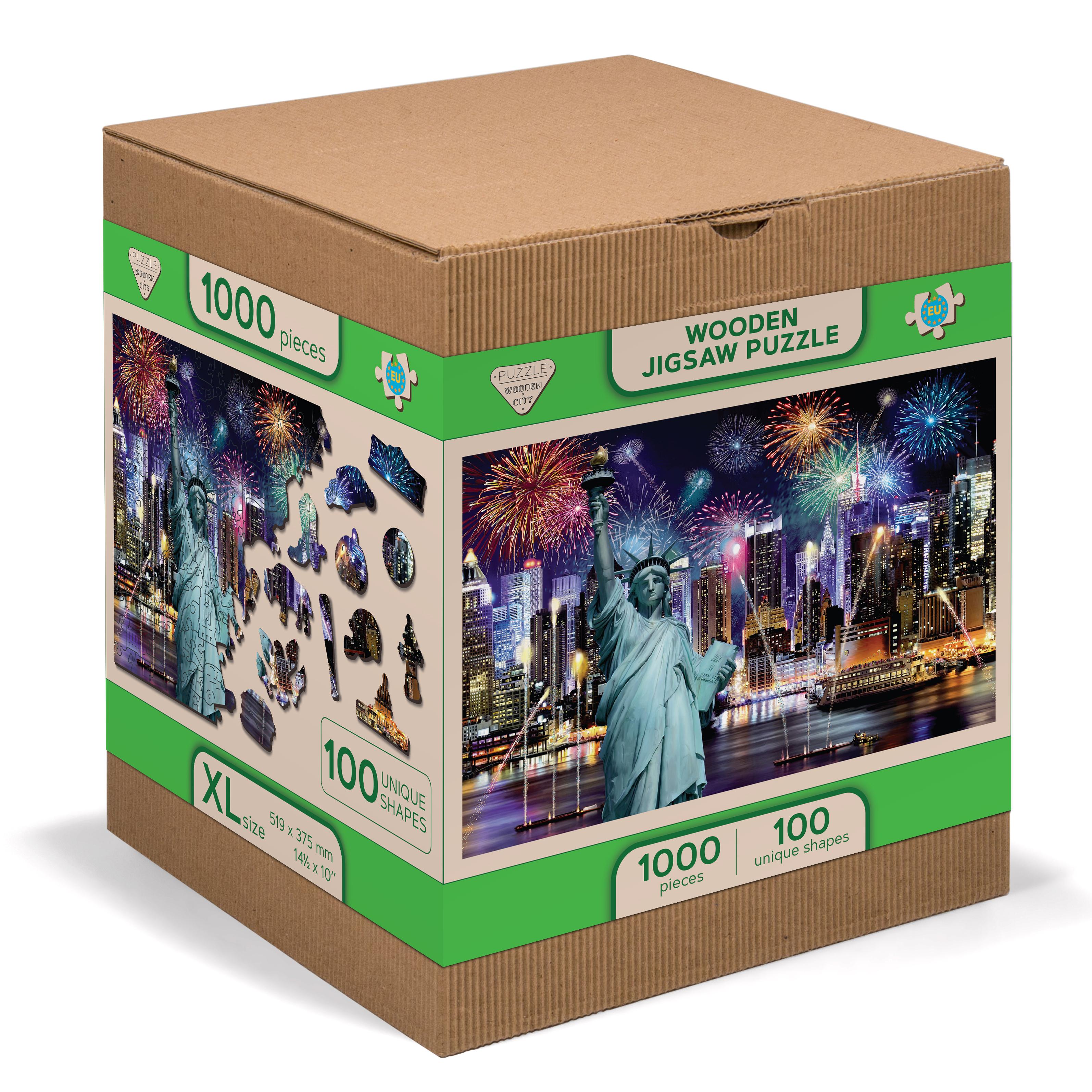 Wooden Puzzle with Figures - New York City at night size XL, 1000 pieces