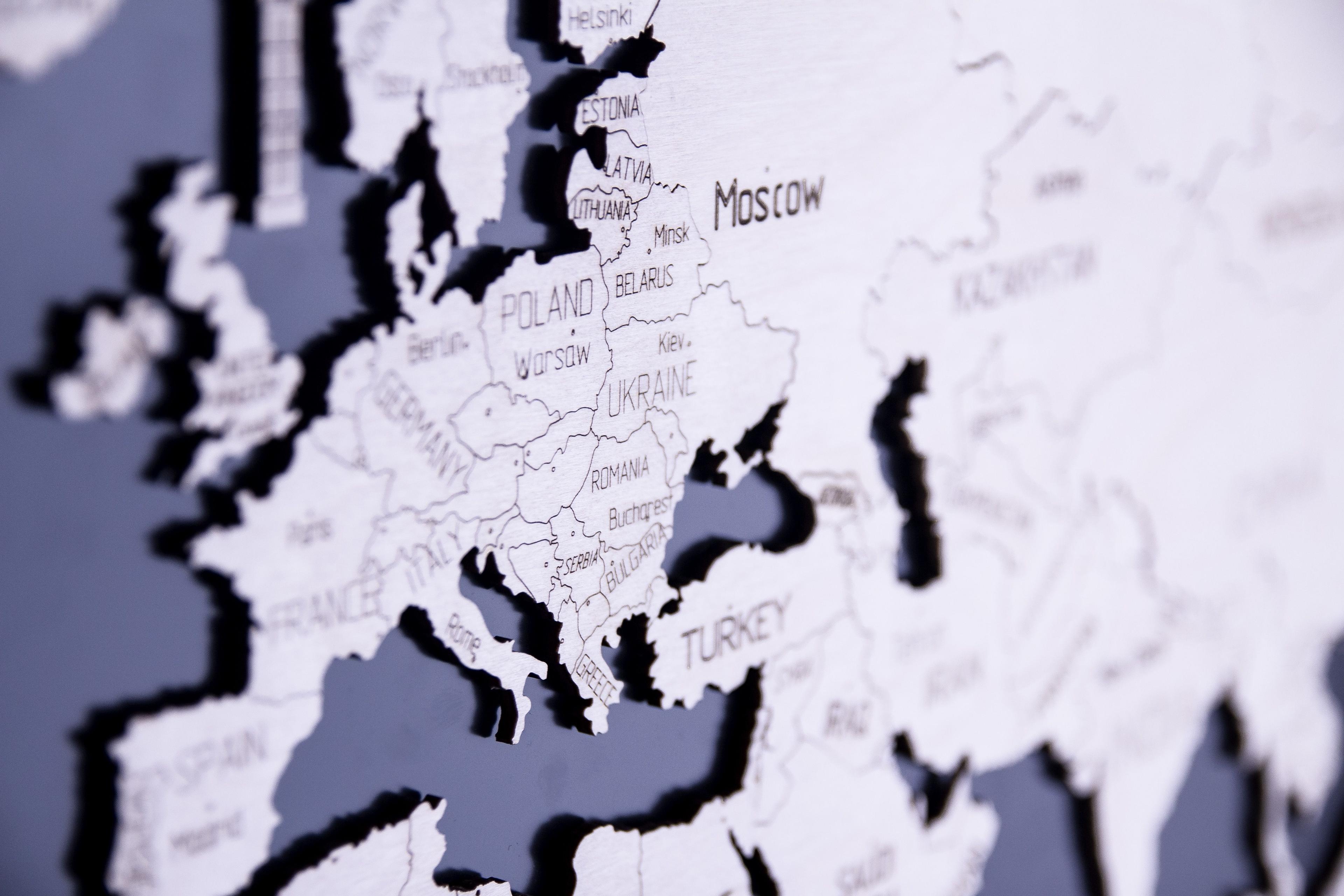 Drewniana Mapa Świata na ścianę 3D, rozm. XL – kolor naturalny