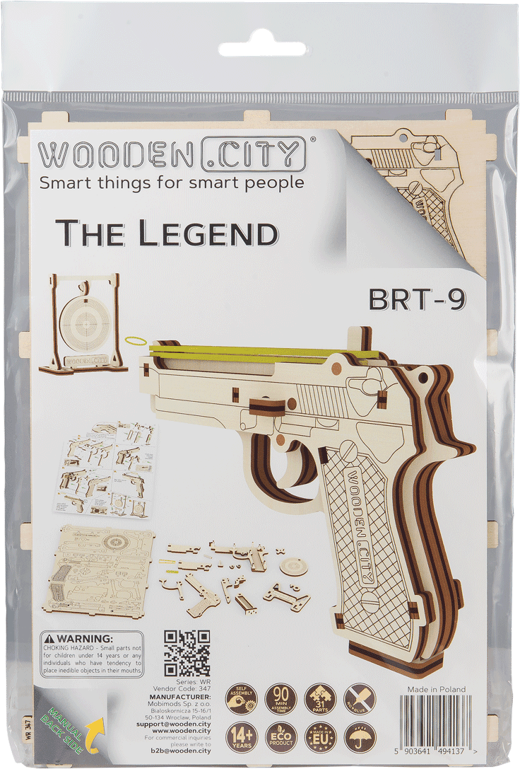 Drewniane Puzzle 3D – Pistolet The Legend BRT-9