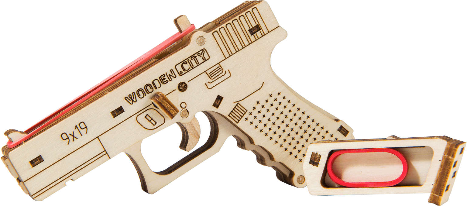 Drewniane Puzzle 3D – Pistolet The Guardian GLK-19