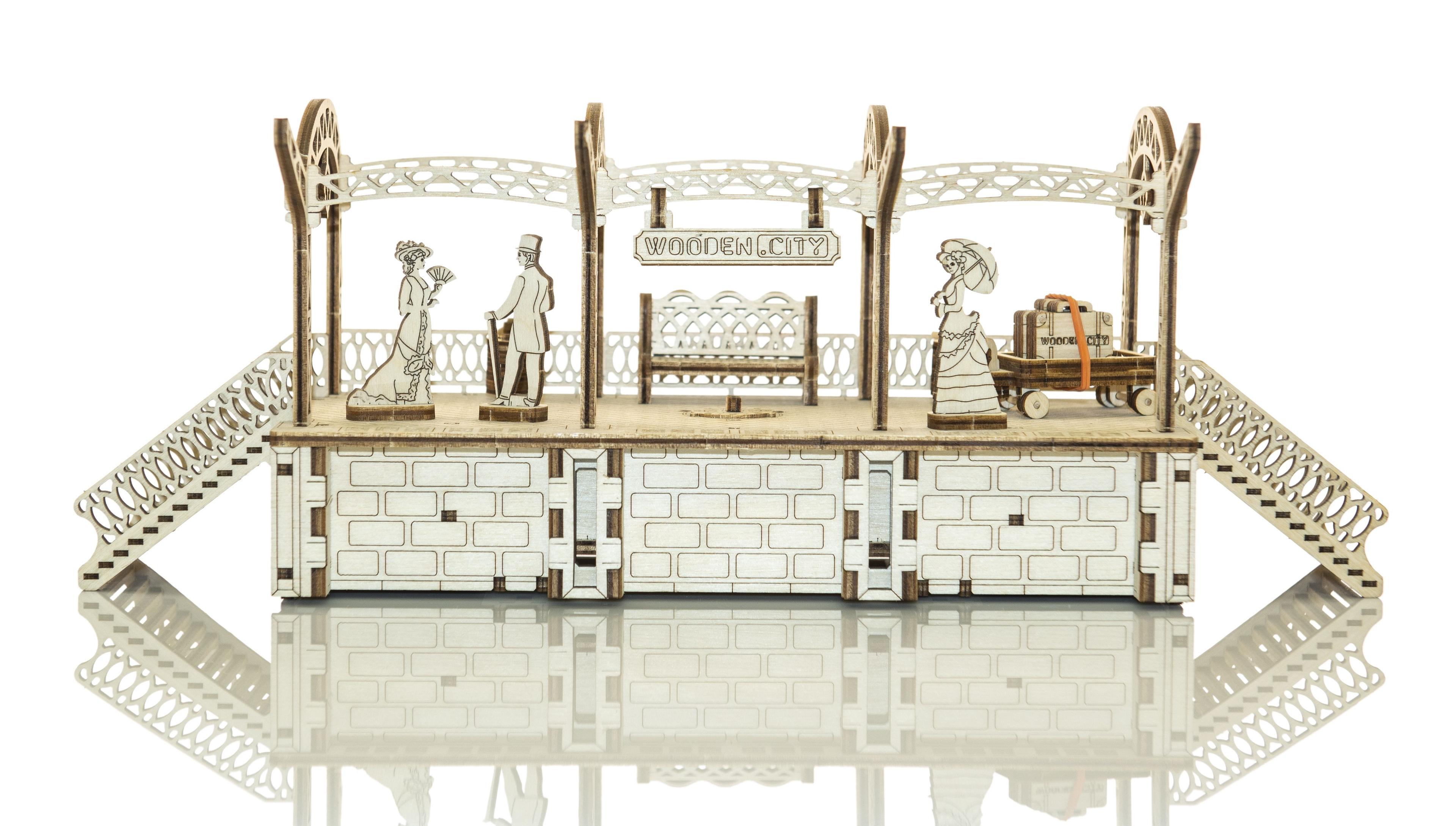 Drewniane Puzzle 3D - Dworzec kolejowy
