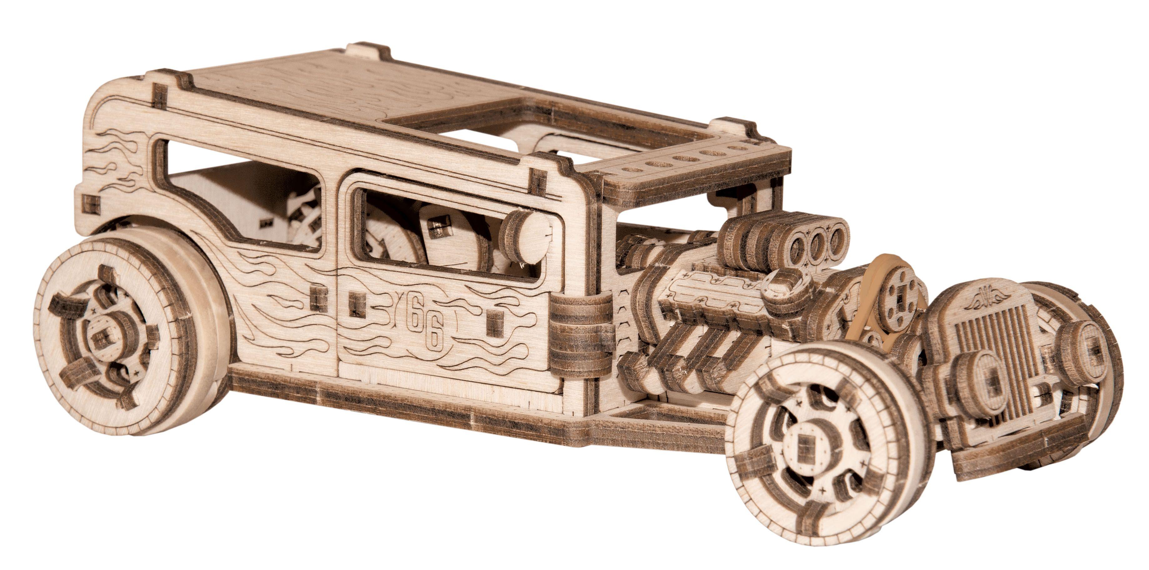 Drewniane Puzzle 3D – Samochód Hot Rod