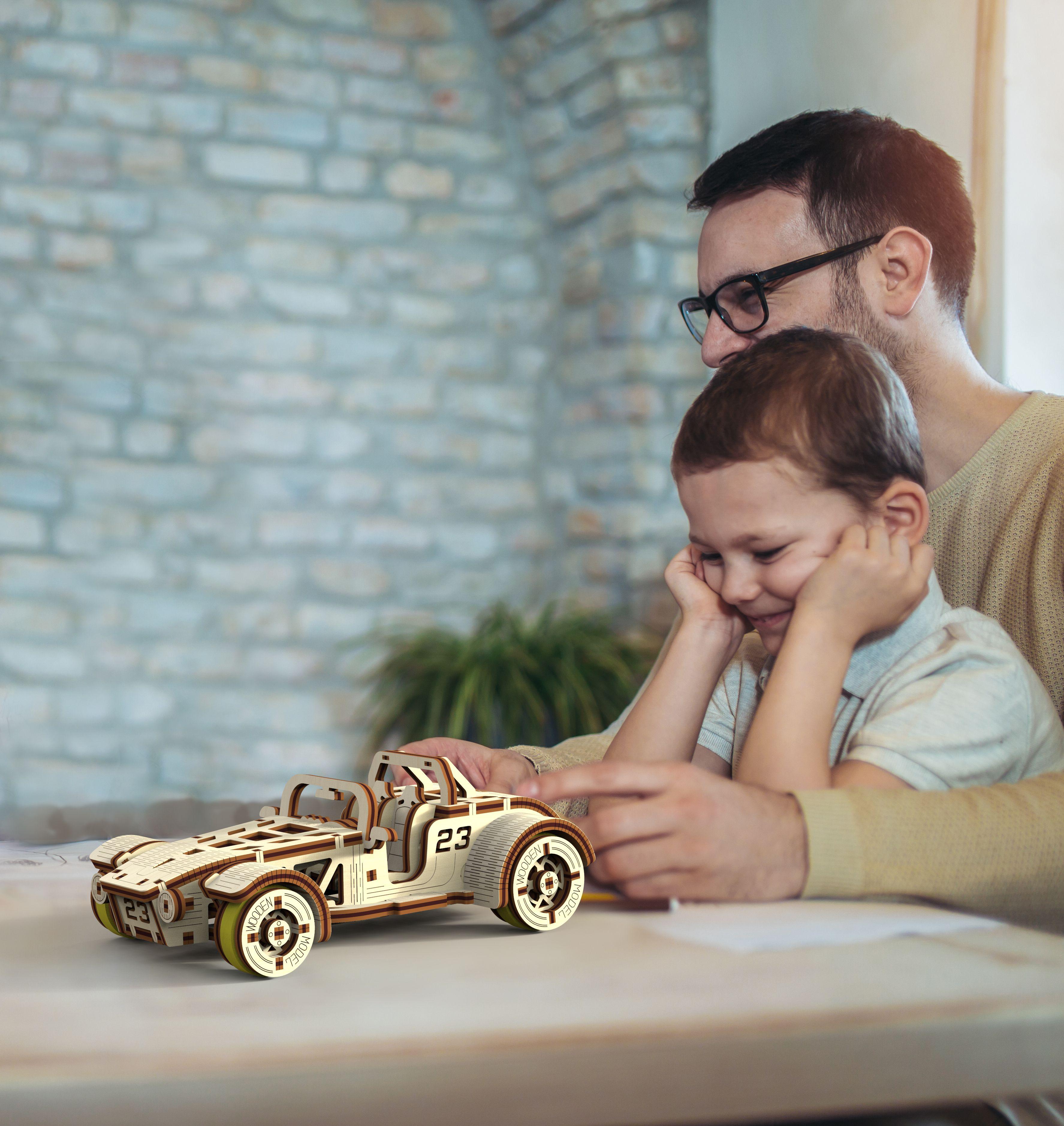 Drewniane Puzzle 3D – Samochód Roadster