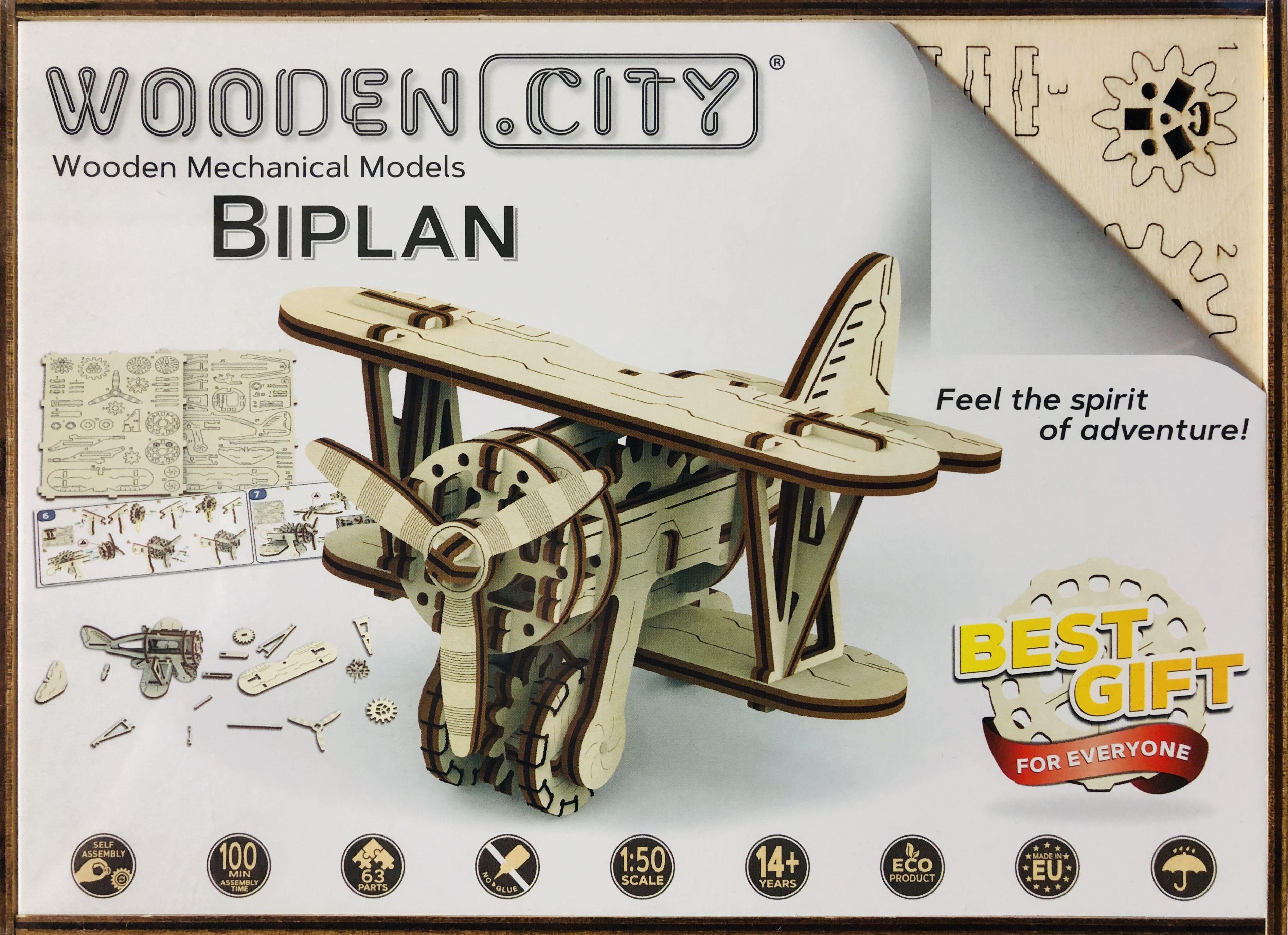 Wooden 3D Puzzle - Biplane