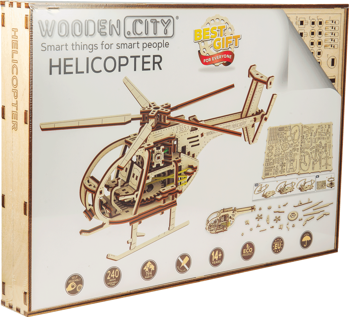 Drewniane Puzzle 3D – Helikopter
