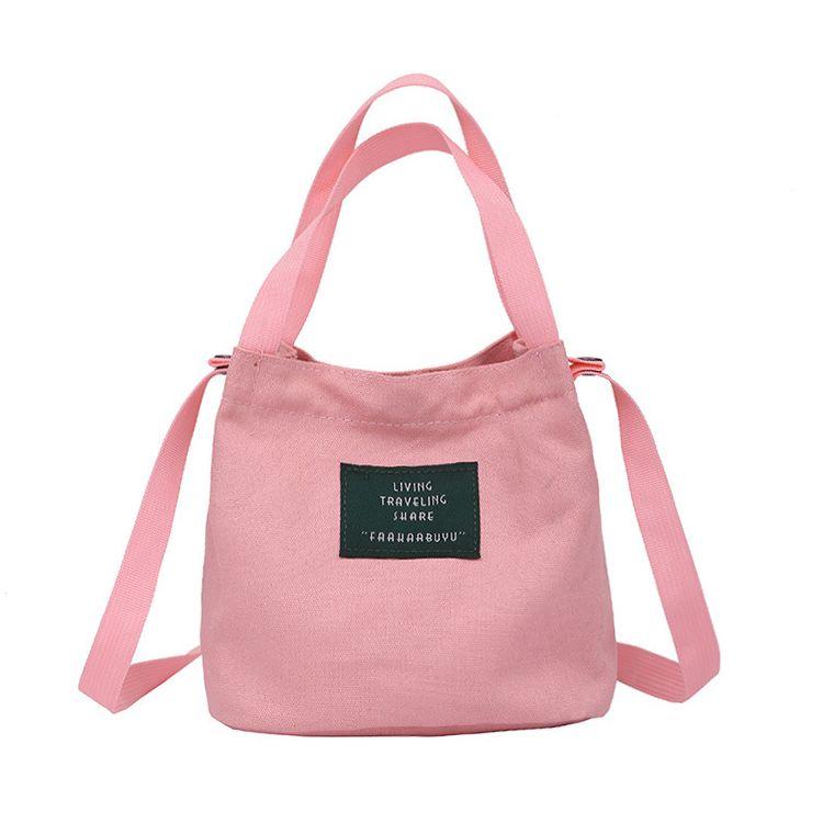 Fabric messenger bag - pink