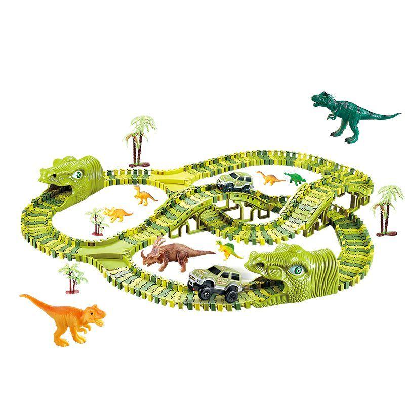 Wyścigowy tor samochodowy z dinozaurami "Dino Park" - 240 elementów