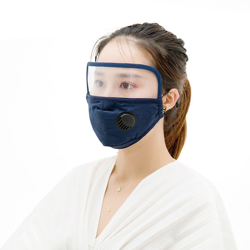 Cotton face mask with eye cover - blue