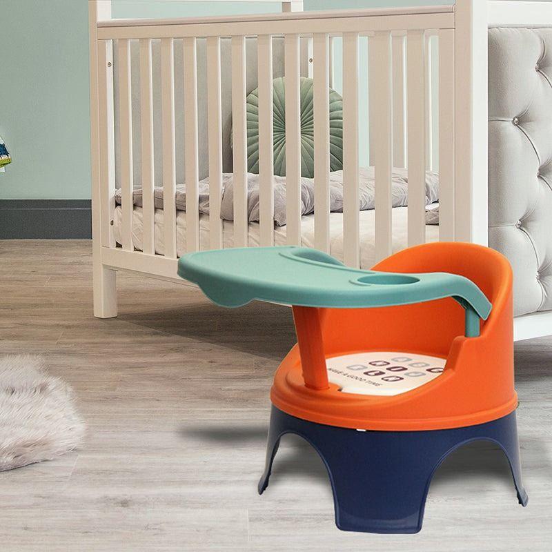 Portable baby chair for feeding and playing - orange and navy blue