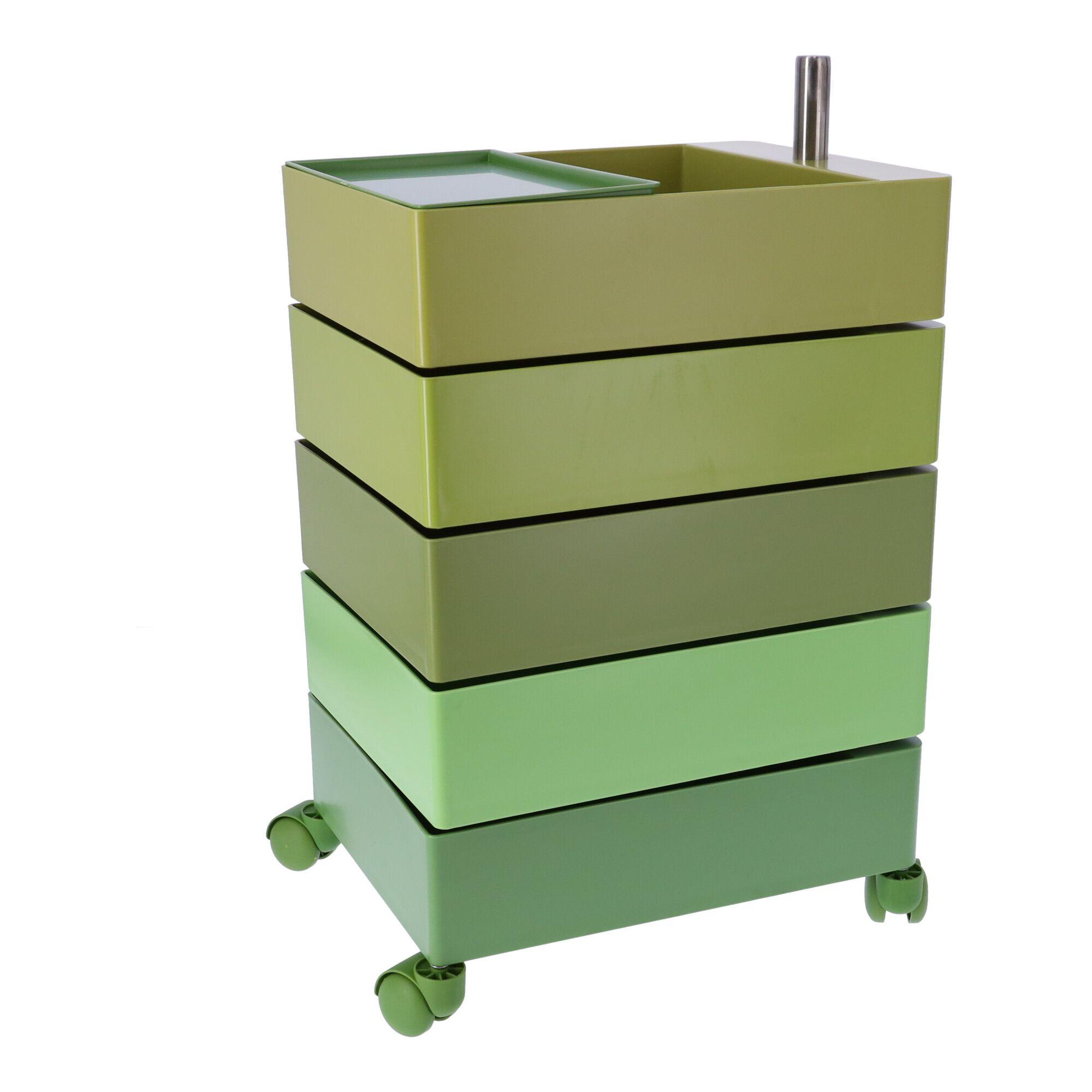 Kontenerek biurowy 360 / Poręczna szafka na kółkach z pięcioma szufladami - zielony