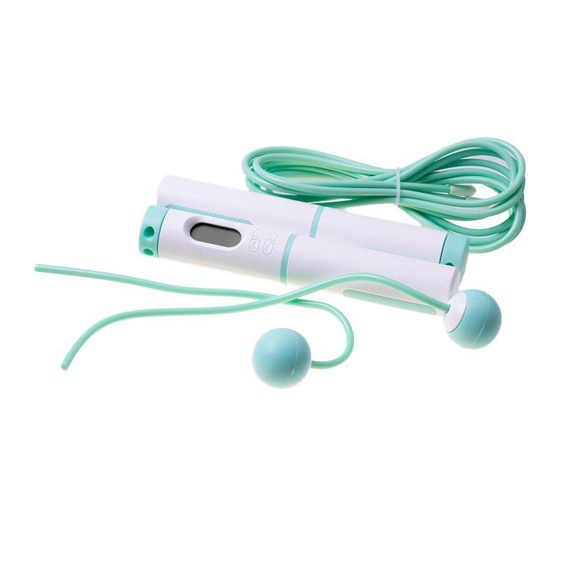 Professional skipping rope with electronic LCD counter - green and white