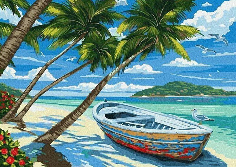 Diamond Embroidery / 5D Picture / Diamond Mosaic / Diamond Painting - tropical beach, size 40x50 cm