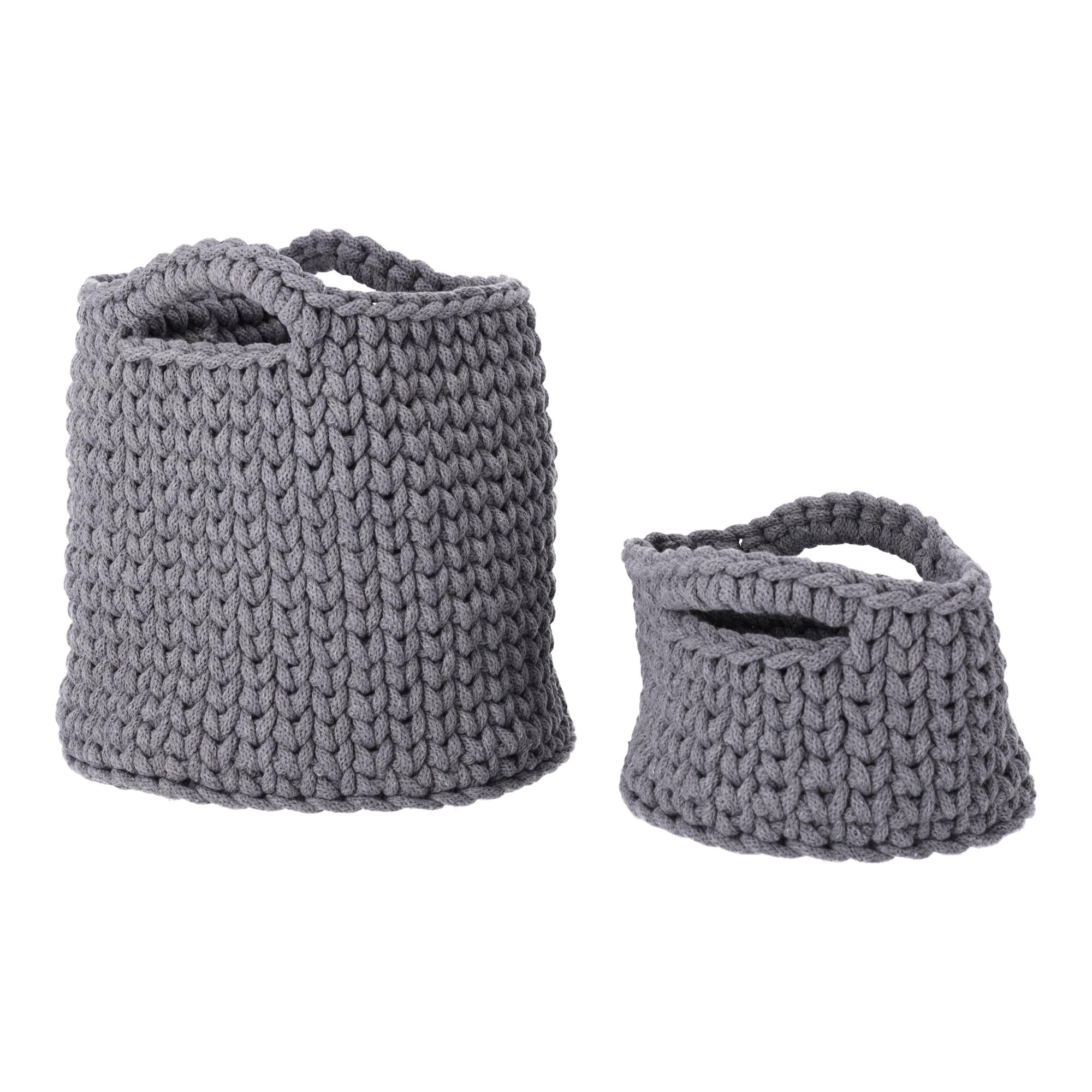 Set of 2in1 braided drawstring baskets - graphite