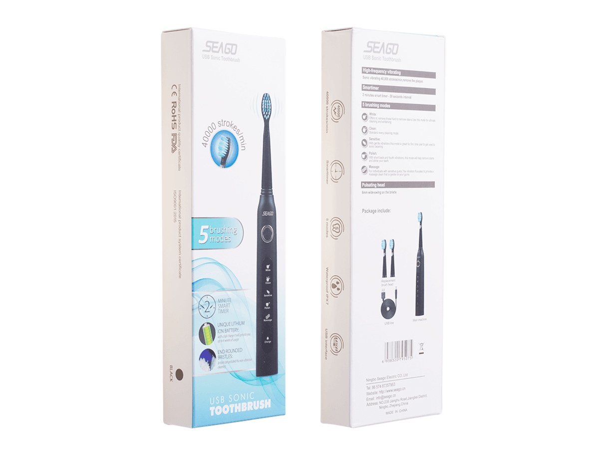 Szczoteczka soniczna do zębów Seago SG-507 USB Sonic Toothbrush - czarna