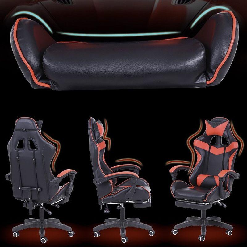 Fotel komputerowy / gamingowy z podnóżkiem – czarno/czerwony