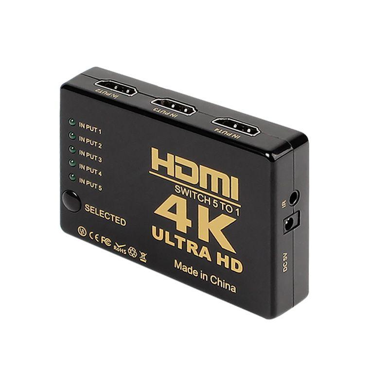 Rozdzielacz Switch HDMI 4K Ultra HD z pilotem 5w1