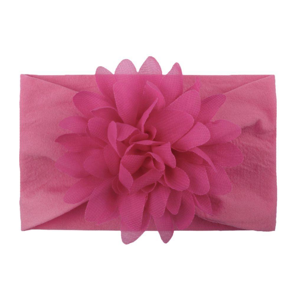 Baby headband with a flower - dark pink, wide