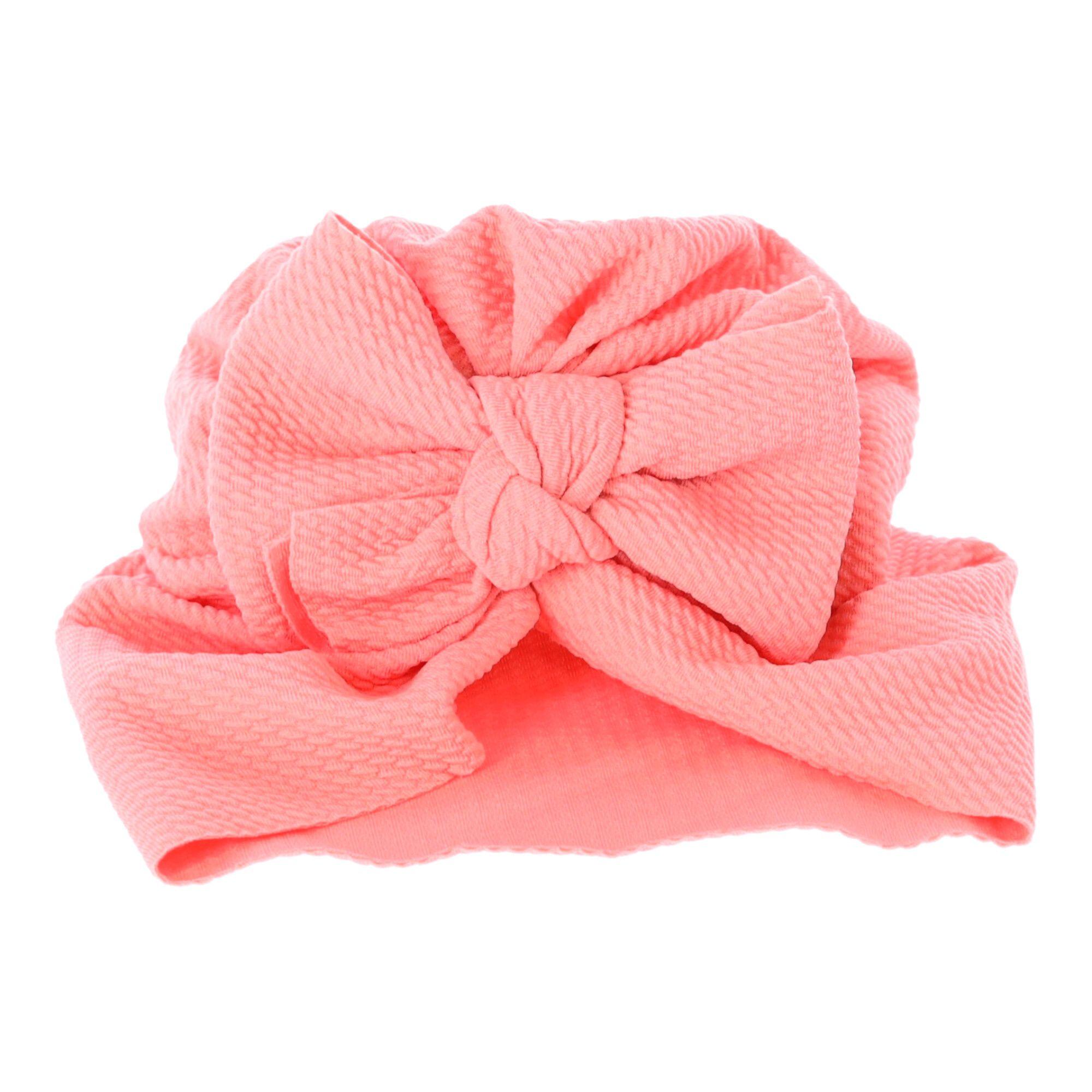 Baby turban with a bow, girl's hat - pink