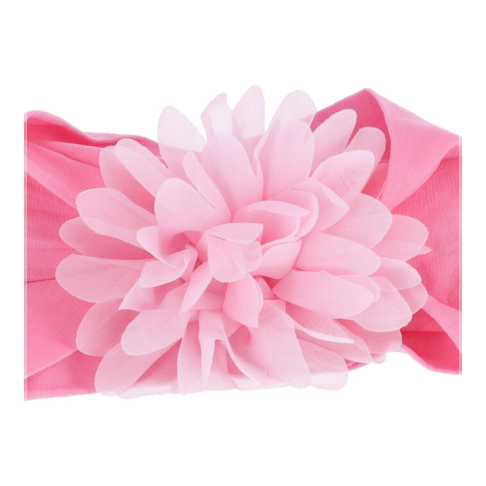 Baby headband with a flower - light pink, wide