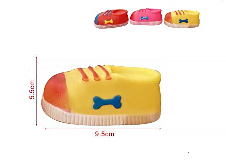 Writing toy for a dog / teether for a dog - rubber boot L 9.5 cm, mix of colors