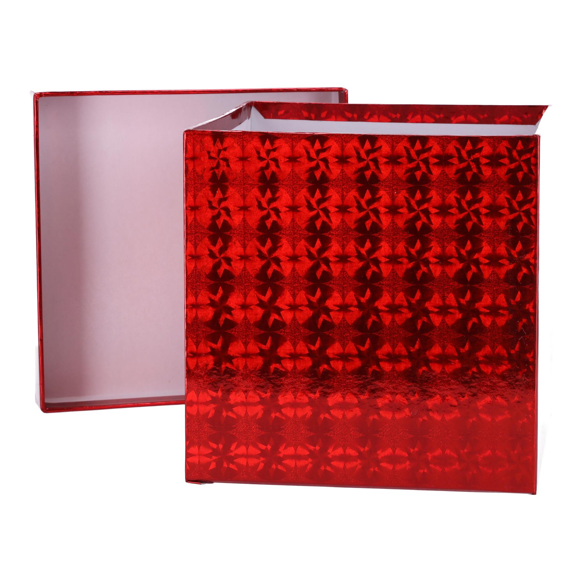 Pudełko prezentowe kwadratowe - czerwone 26,5x26,5 cm