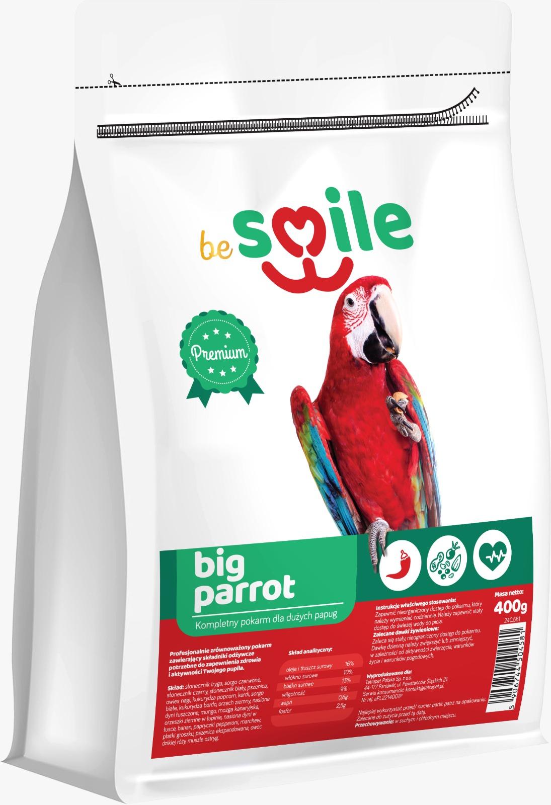 Karma beSMILE PARROT- Big Parrot 800g pokarm dla dużych papug