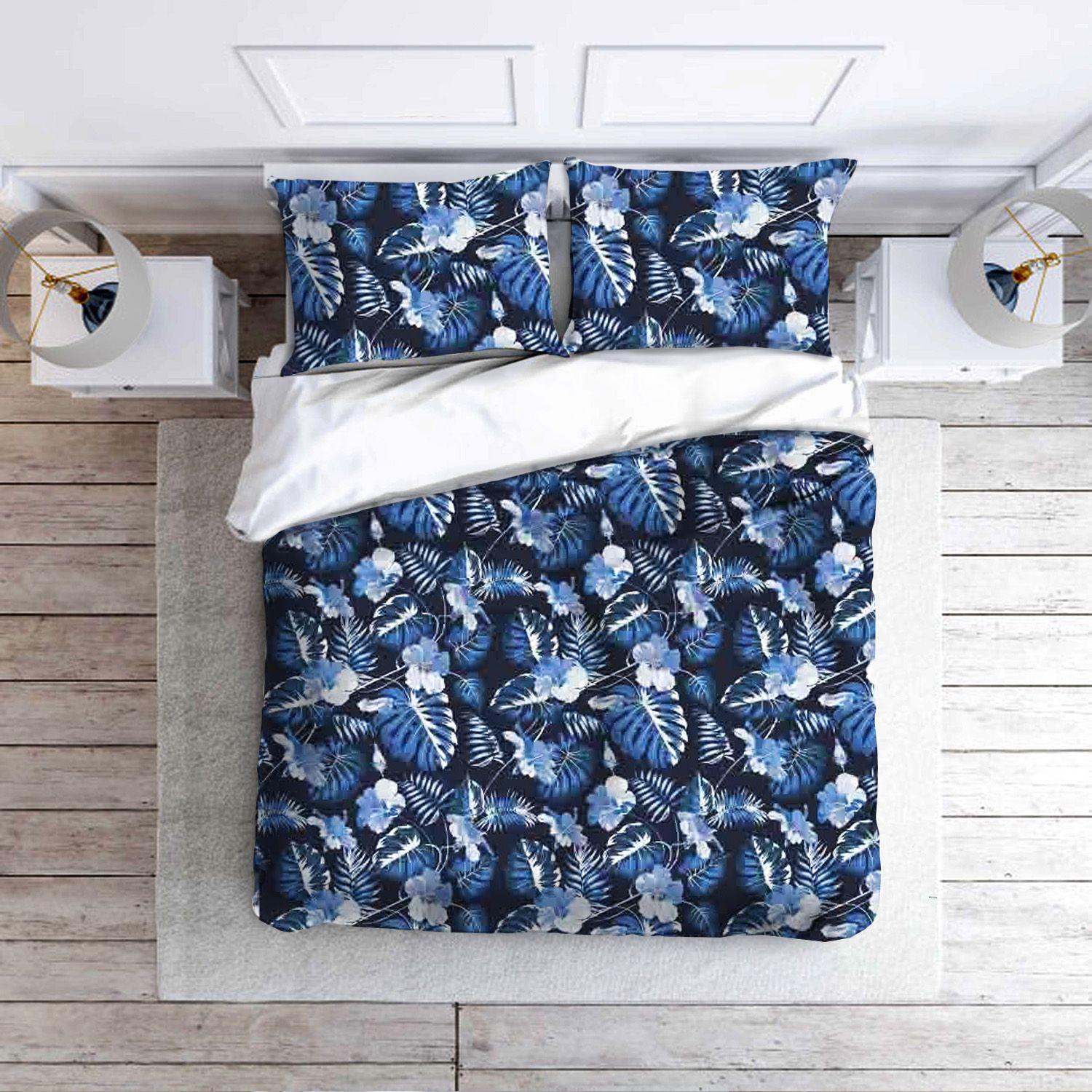 Cotton bed linen set 160x200 cm - navy blue monstery