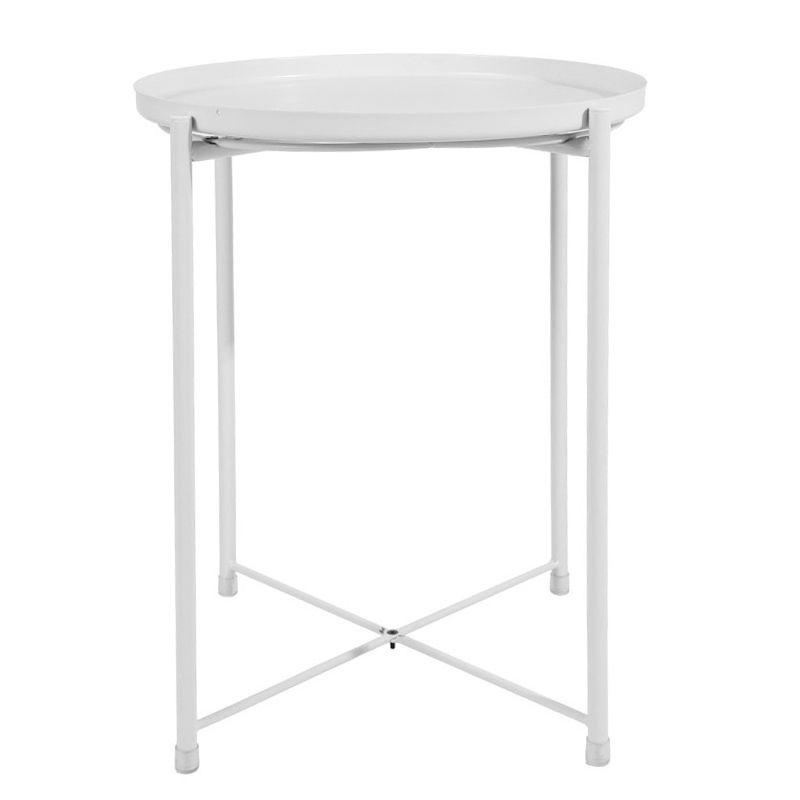 Round metal table Loft style - white