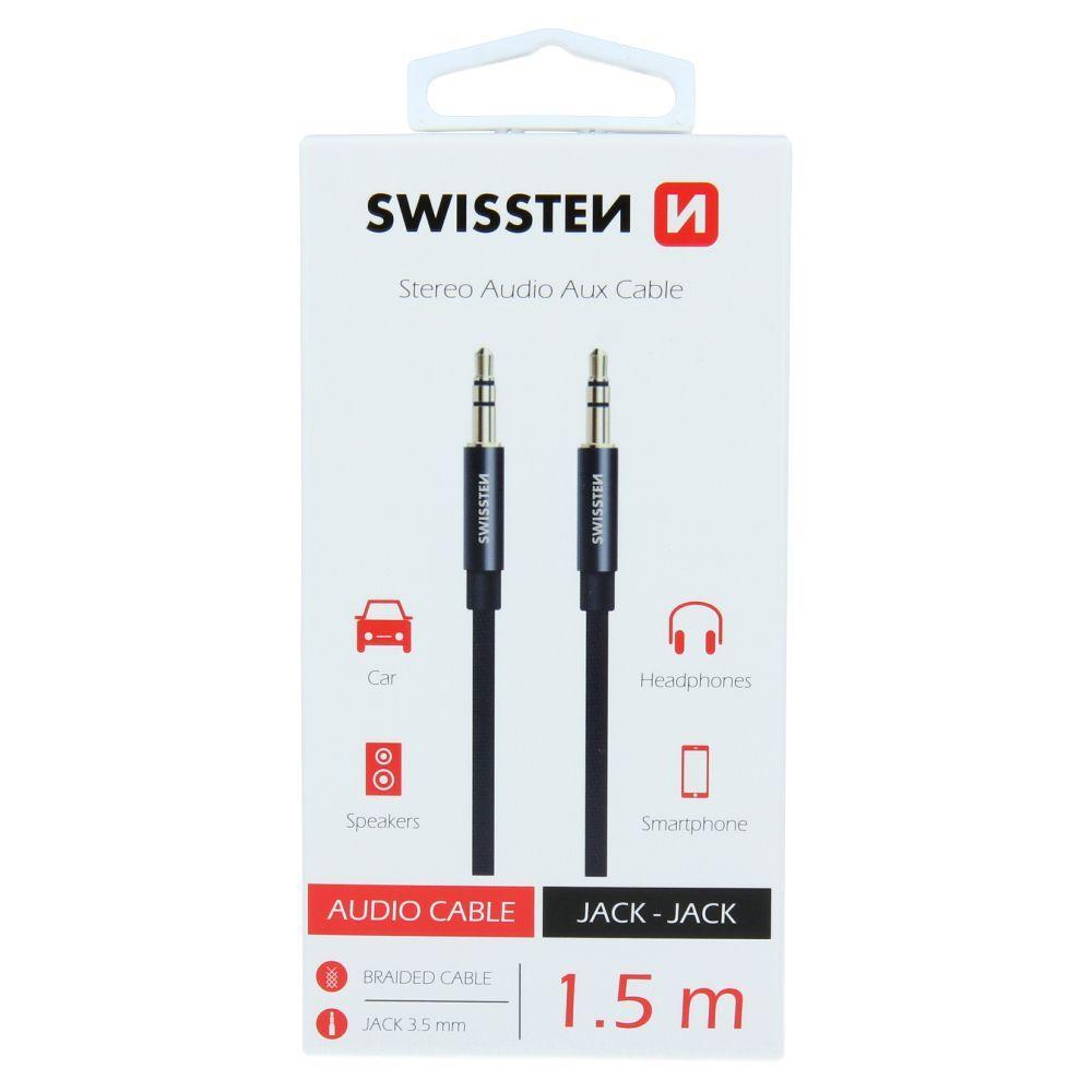 Audio cable 2x 3.5mm Jack 1.5M Swissten Textile - black