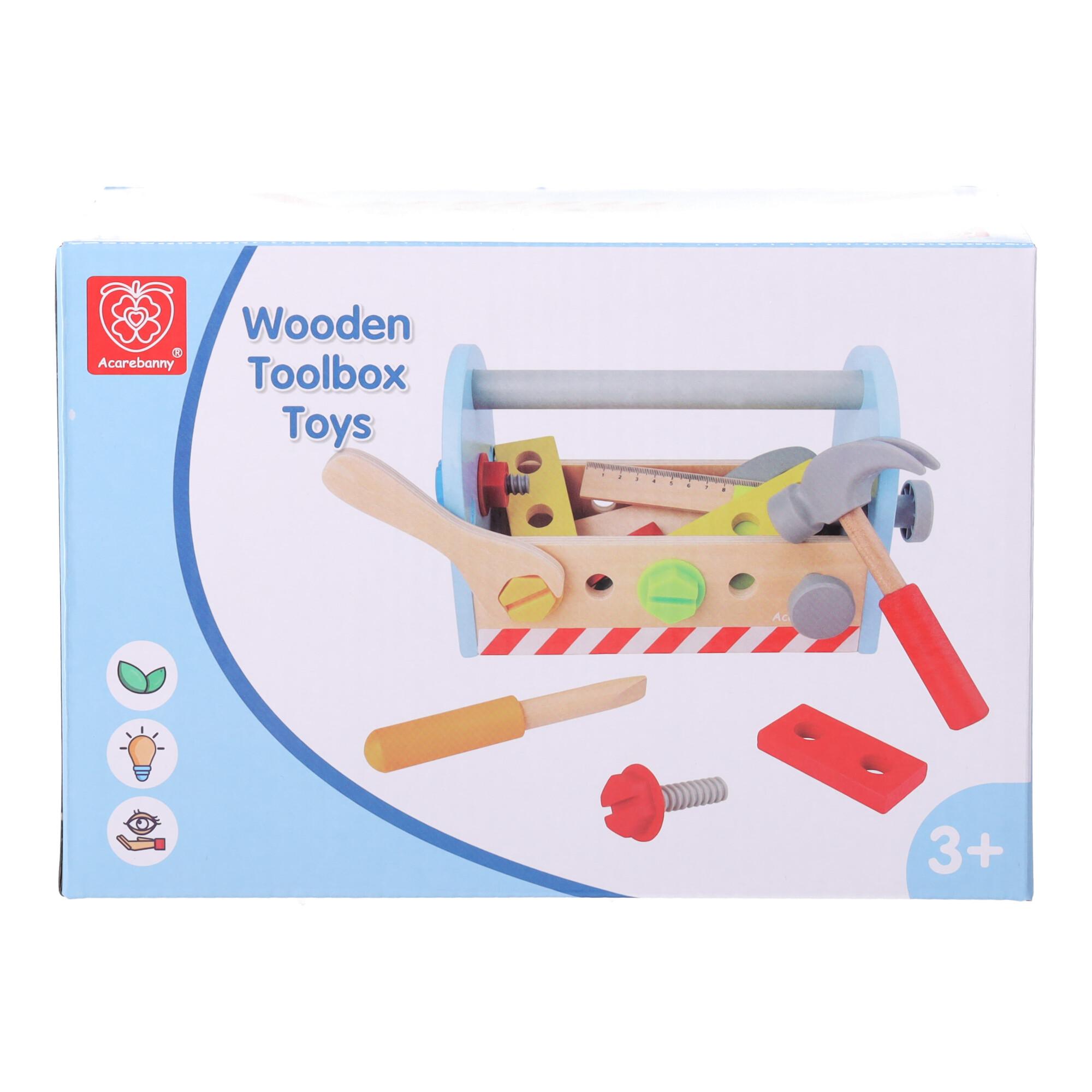 Drewniana skrzynka z narzędziami dla dzieci