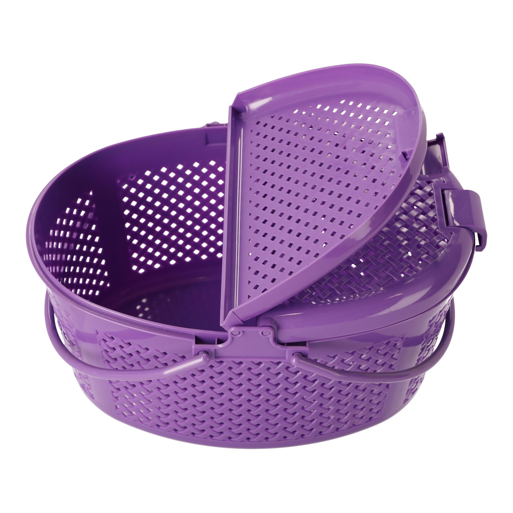 Closable oval picnic basket violet, POLISH PRODUCT