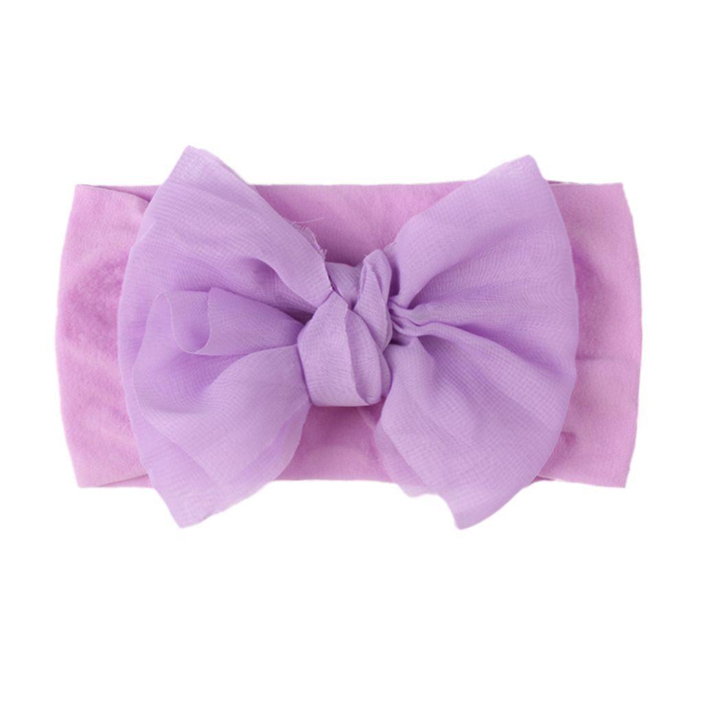 Baby headband with a bow - purple, wide