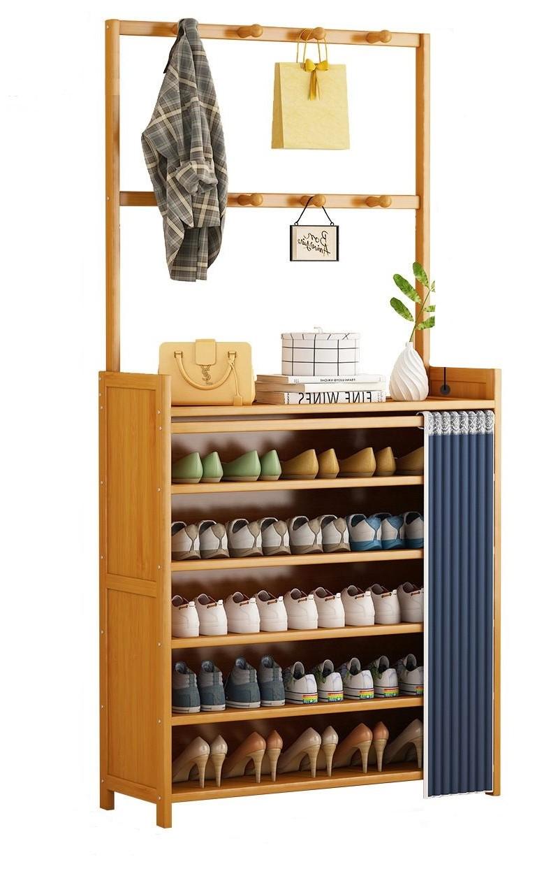 Shoe cabinet 5-tier with hanger, 100 cm length