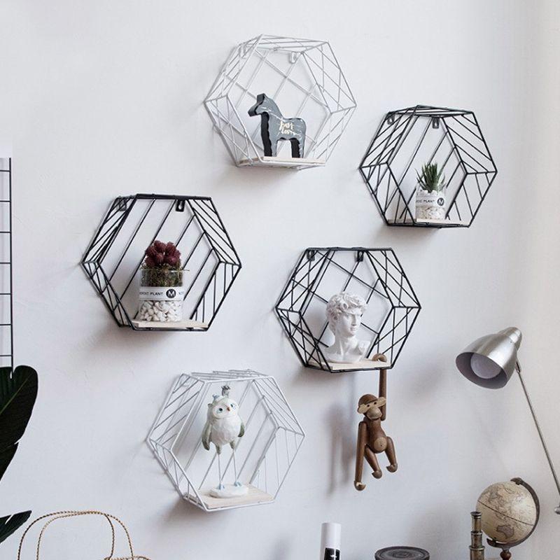 Hexagonal decorative shelf - white II