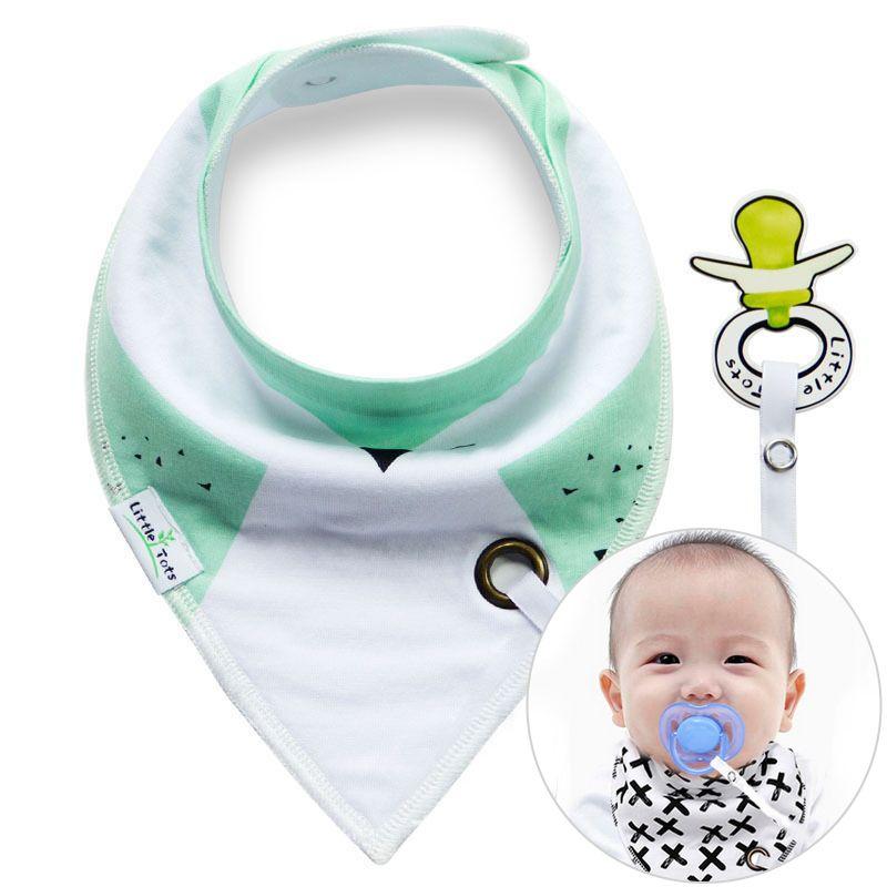 Scarf / bib with a pacifier hanger - mint