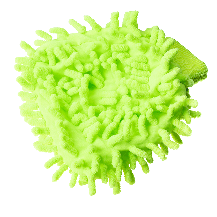 A microfiber glove for washing a car - green