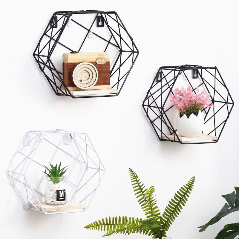 Hexagonal decorative shelf - black II