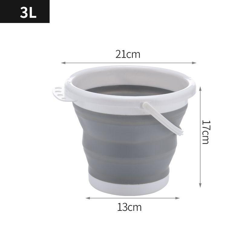 Silicone bucket 3L foldable - grey and white