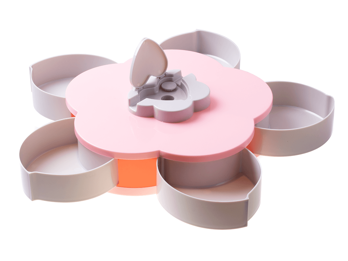 Plastic flower-shaped storage container - pink
