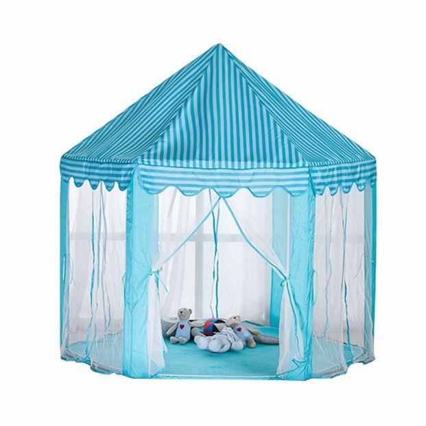 Hexagonal children's tent for home / garden - blue