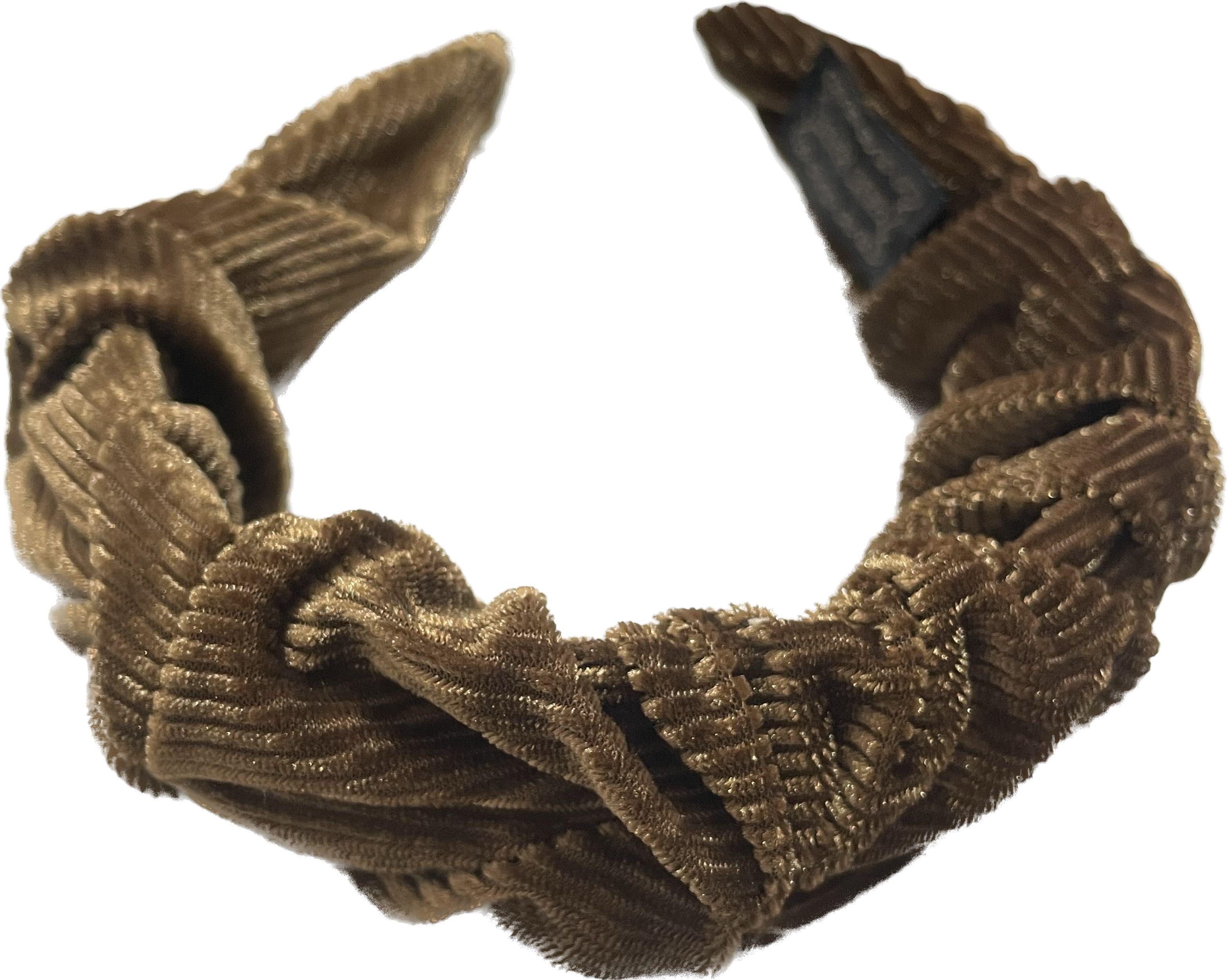 Velor hairband with ruffles BLING - brown