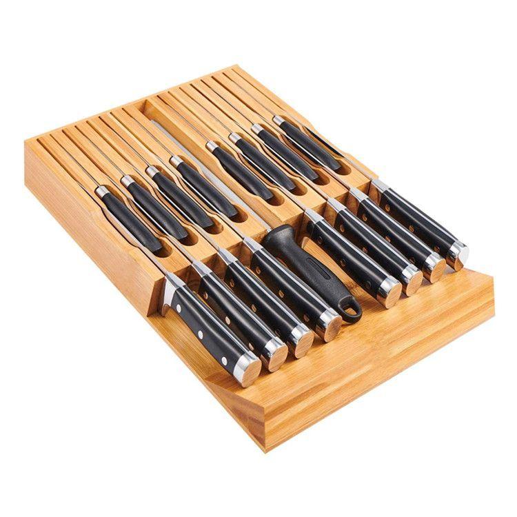 Bambusowy organizer, wkład na noże do szuflady — 16 przegródek