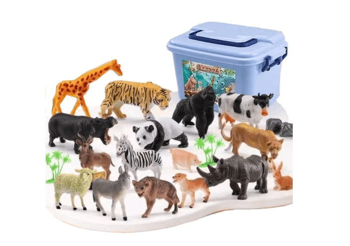Zestaw figurek zwierzęta Safari 58 elementów z poręcznym pudełkiem