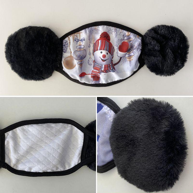 Christmas mask / face mask with ear muffs - snowman